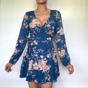 Silk like Amazing Floral Blue Sky Dress
